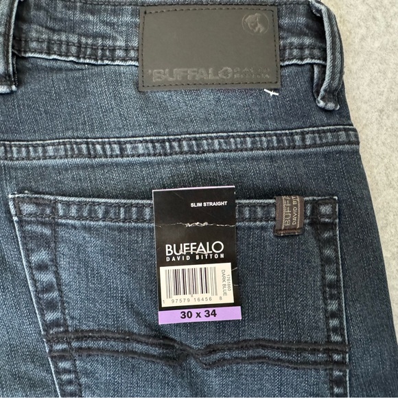 Buffalo David Bitton Jeans Mens 30 x 34 Blue Jackson Fit Slim Straight Dark Wash - Picture 9 of 15